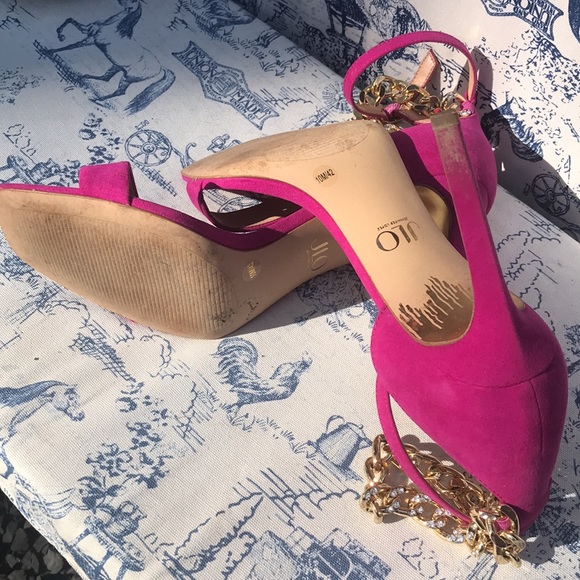 GUC with box Jlo 10M Malika heel hot pink with chains and strap - Picture 6 of 10